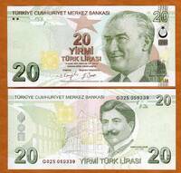  Turkija 20 Lira 2009(22)m. P224 Unc 